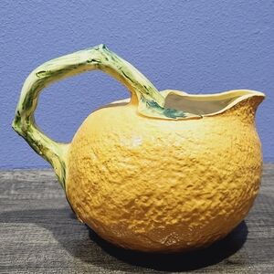 Vintage PIZZATO Made in Italy Large Orange Hand Painted Ceramic Pitcher